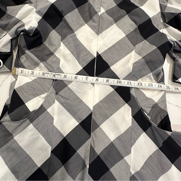 Burberry London Blue Label Black White Plaid Puff Sleeve Silk Pencil Dress 38 S - Picture 15 of 16